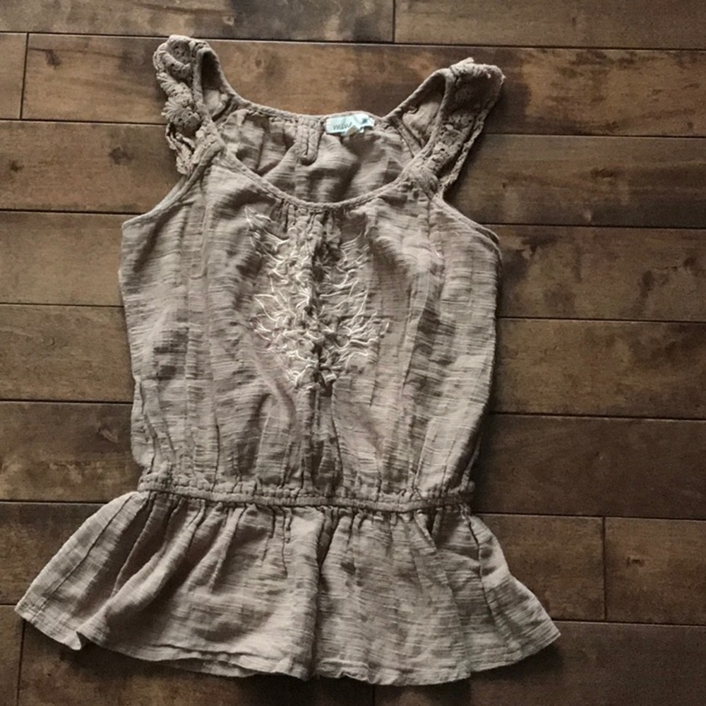 Mine 100% Cotton Tank Top- Tan- Size S